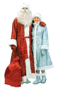 Костюм Деда Мороза взрослый - шёлк, р.48-50, 50-52 ― Серый Волк ру