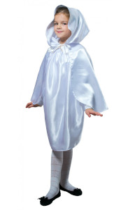 Детский плащ с капюшоном белый короткий