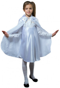 Детский плащ белый длинный с воротником