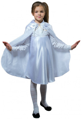Белый детский плащ, купить атласный плащ на ребёнка, сценический костюм для представлений